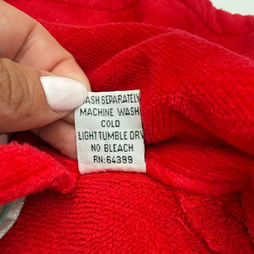 TJ Lawford Red Turkish Cotton Terry Cloth Robe Shawl Collar Crest Loungewear S/M